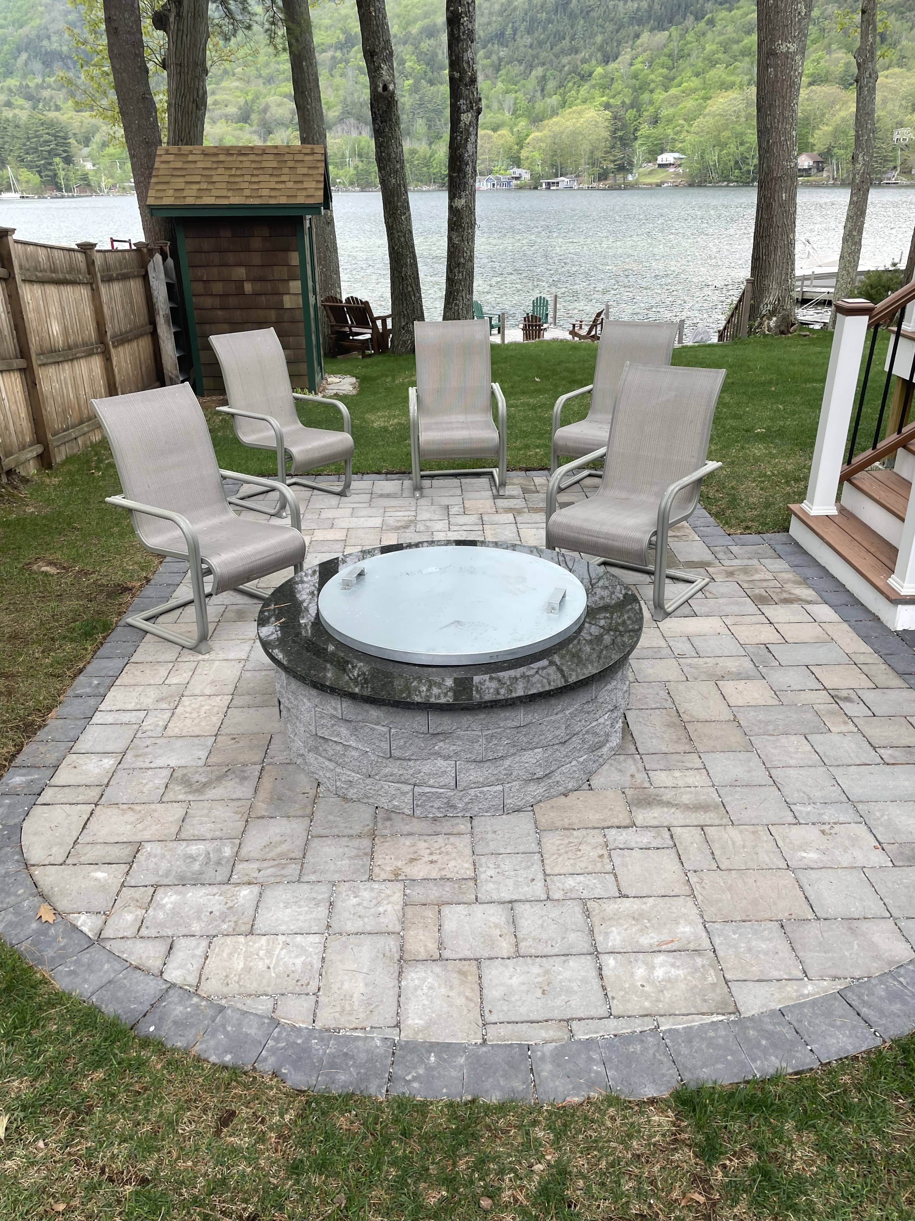 Permeable Patio with Firepit in Newbury, NH