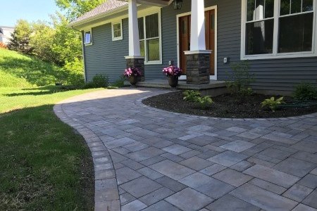 Paver Walk Way in front of a New Hampshire Home