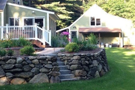 A stonewall in a Sunapee area home built by JCB Designscapes