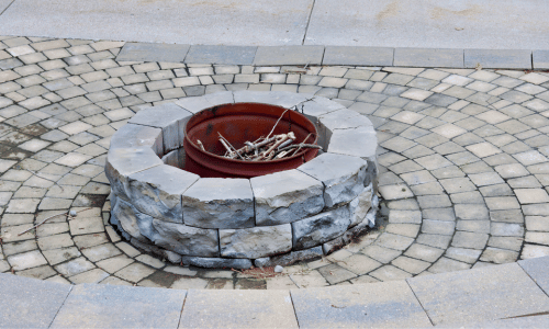 an older built in fire pit