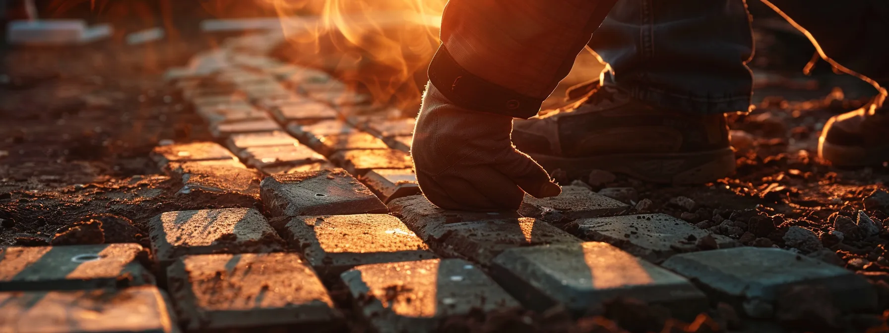 a person carefully aligns and spaces bricks for a long-lasting walkway installation.